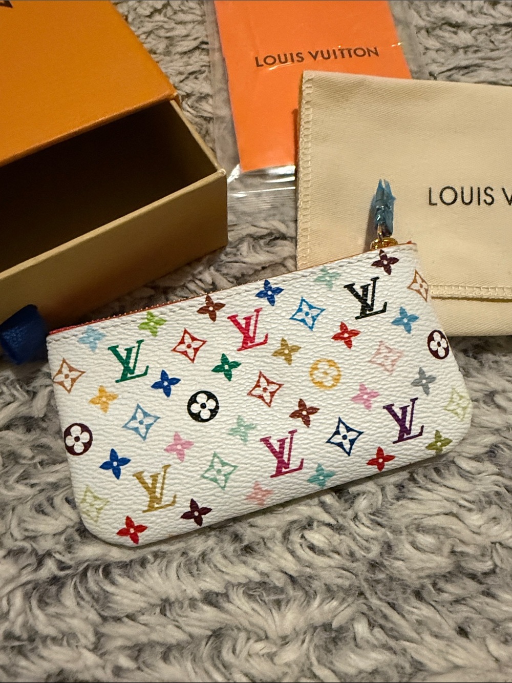White Multicolor Monogram Card/Coin Pouch - Picture 2 of 5